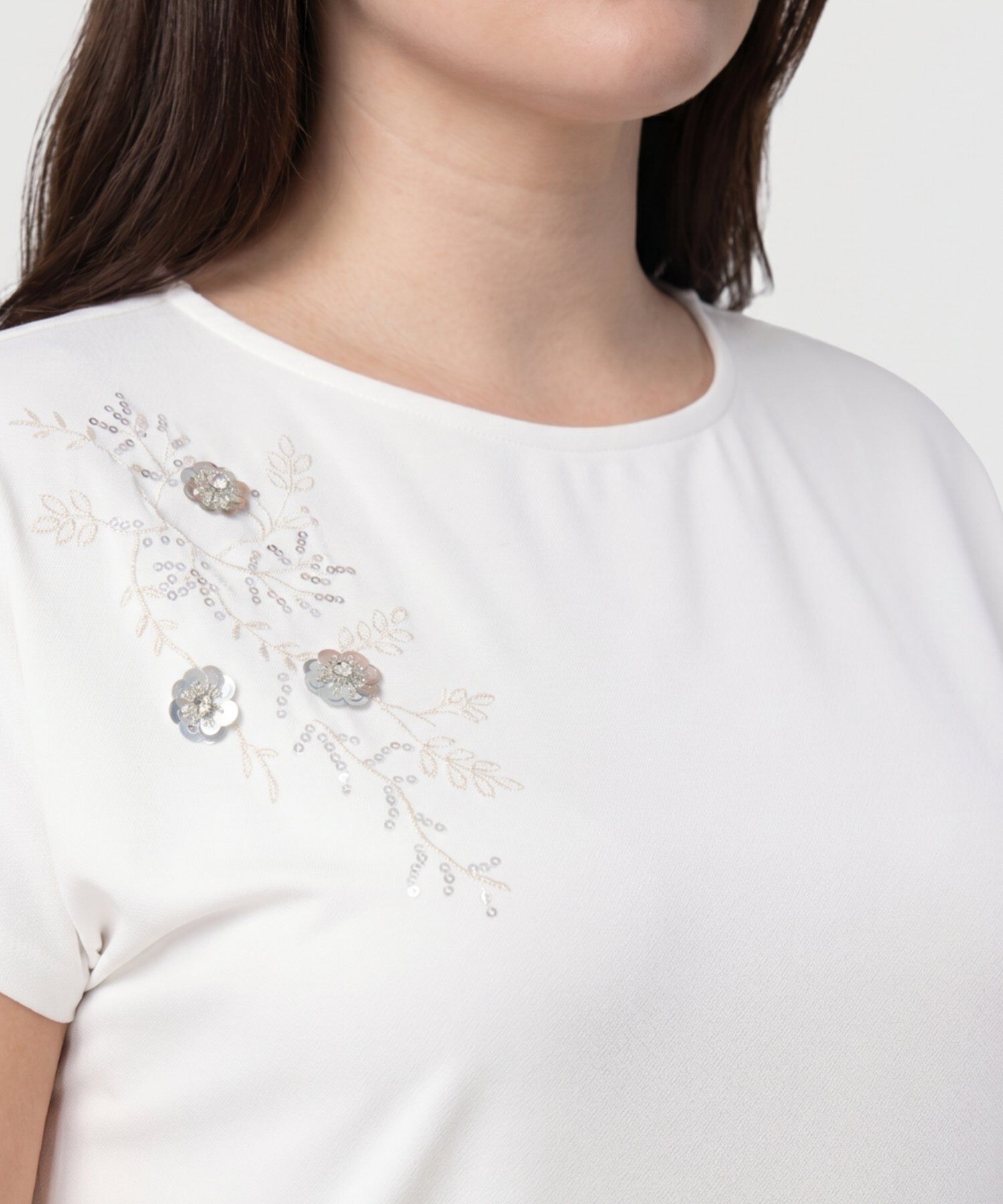 Camiseta Manga Corta Estilo Minimalista Para Mujer Curvy