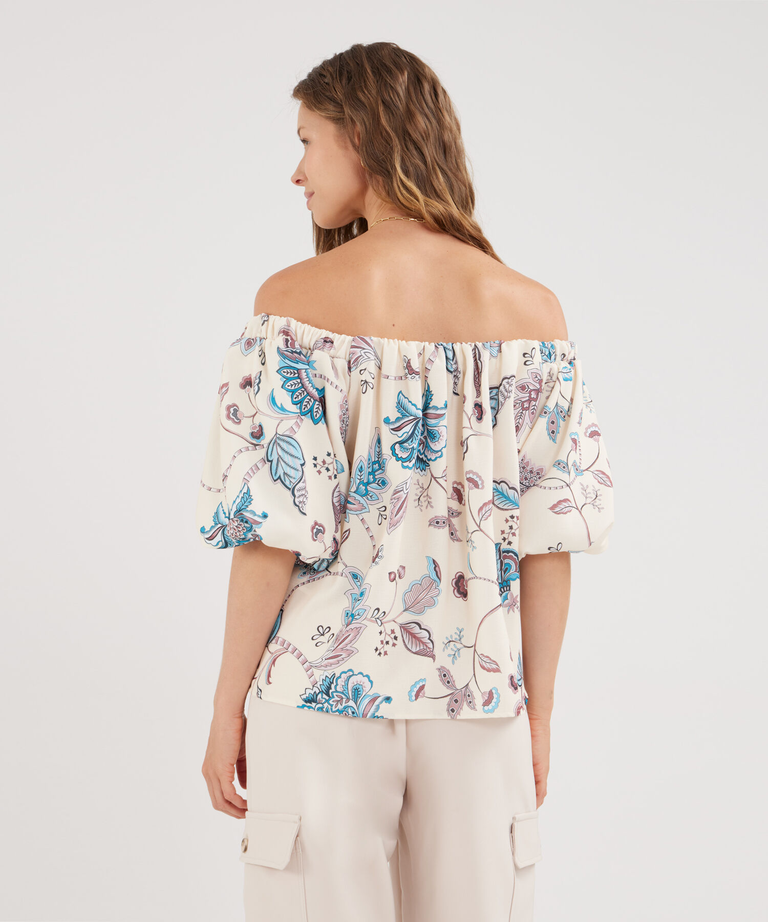Blusa Encauchada Estampada Manga Al Codo