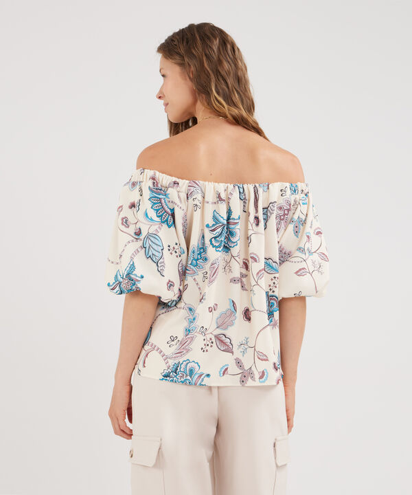 Blusa Encauchada Estampada Manga Al Codo