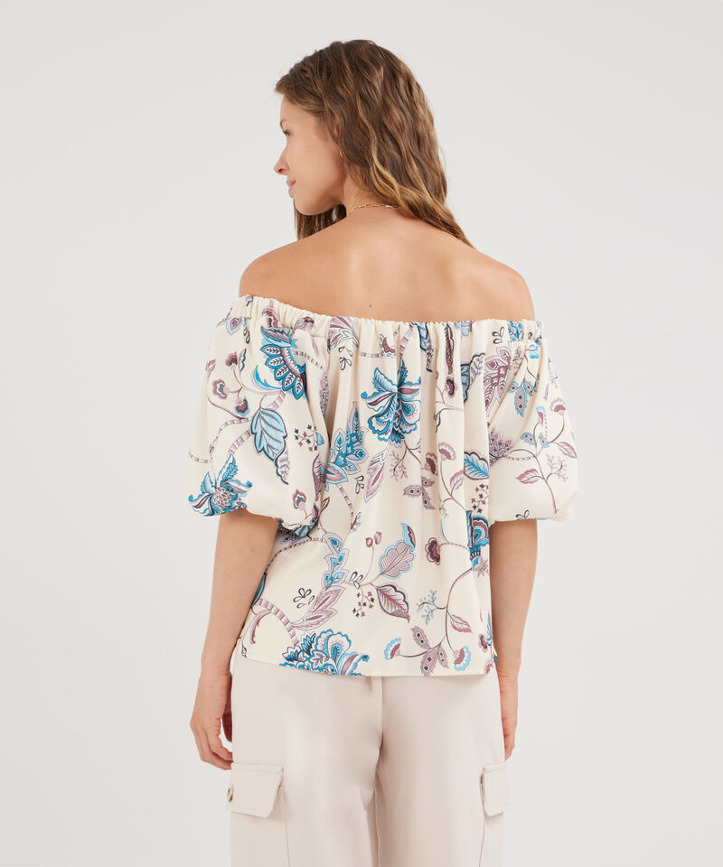 Blusa Encauchada Estampada Manga Al Codo