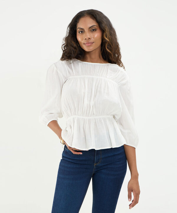 Blusa Texturizada Con Encauchado Para Mujer image number null