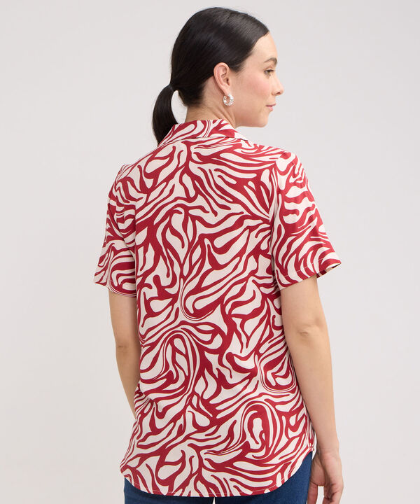 Camisa Estampada, Manga Corta, Cuello Camisero