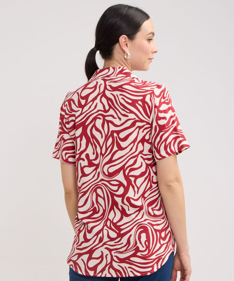 Camisa Estampada, Manga Corta, Cuello Camisero