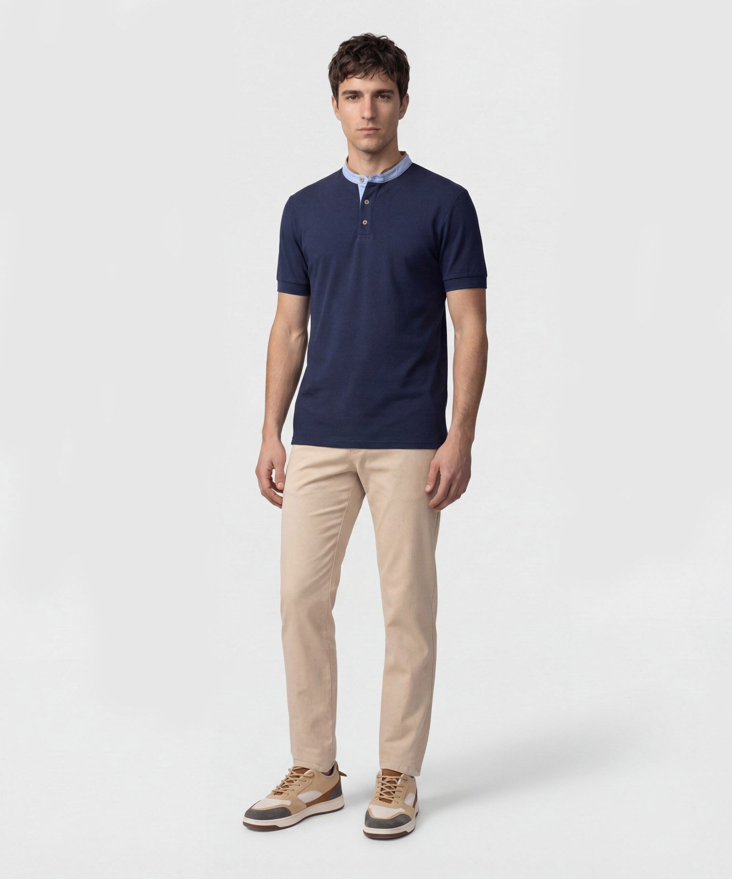 Polo Con Cuello Neru Y Pechera Hombre