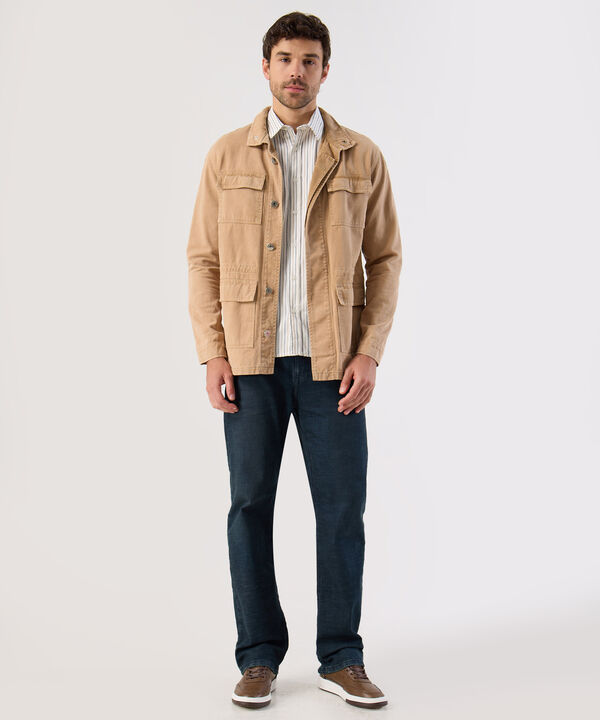 Camisa A Rayas De Corte Recto Para Hombre image number null