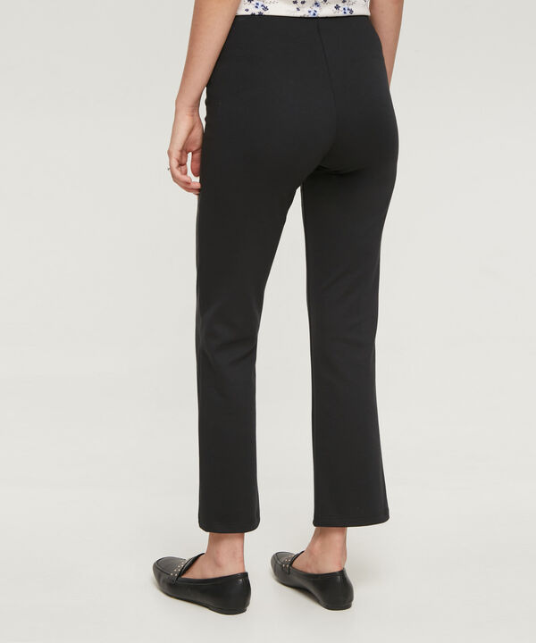 Leggins Unicolor Tiro Alto Con Broches Decorativos, Vena En Centro Frente Y Costado Superior, Trópico Floral
