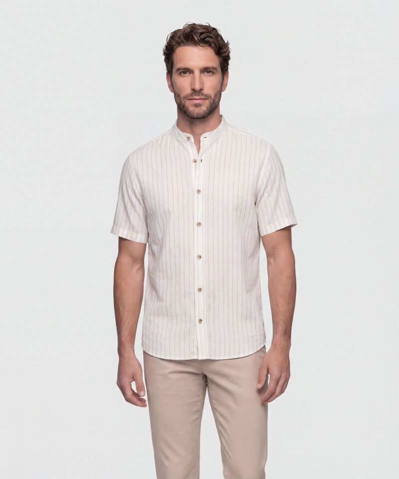 Camisa Hombre Manga Corta Cuello Mao