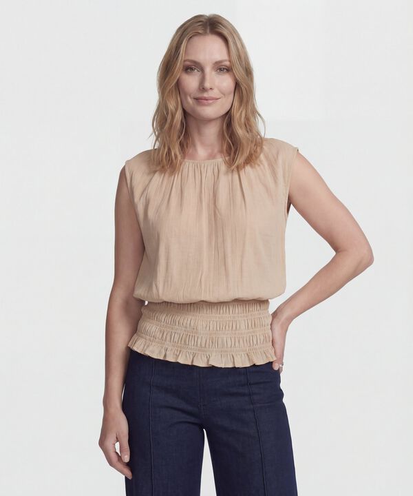 Blusa Cuello Redondo con Detalle Para Mujer