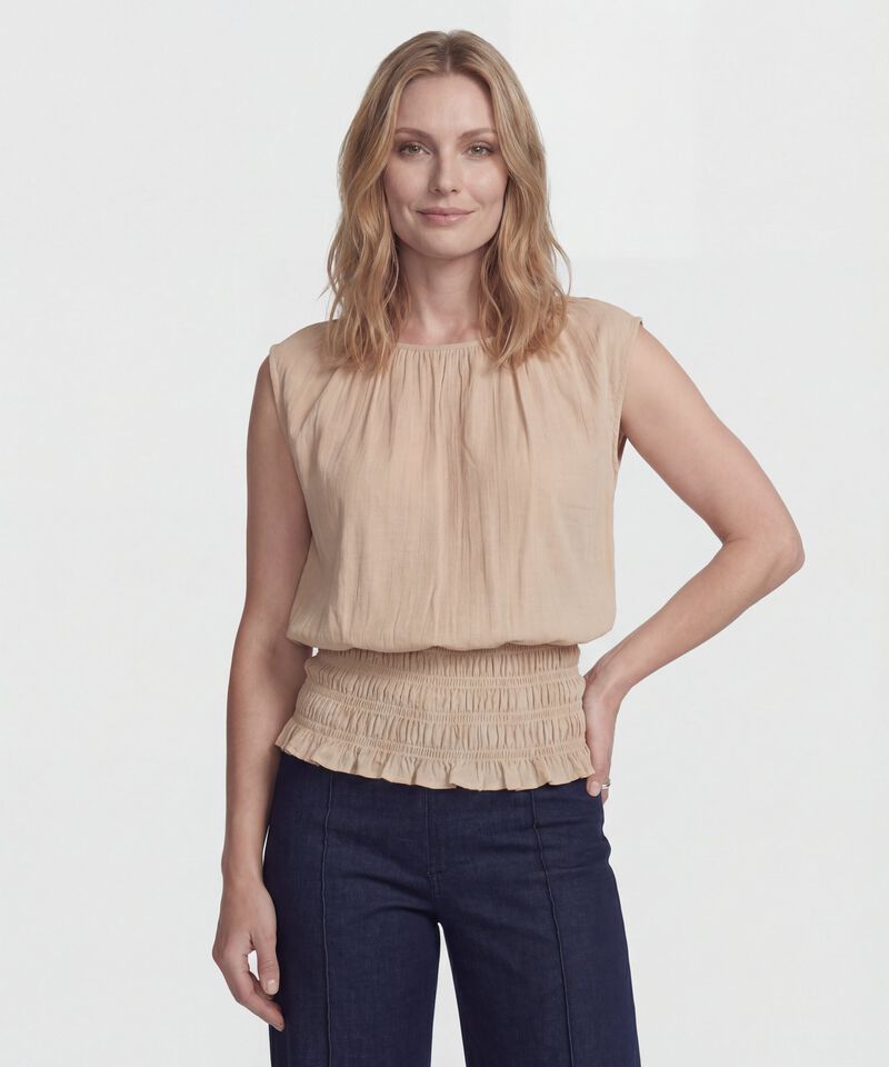 Blusa Cuello Redondo con Detalle Para Mujer