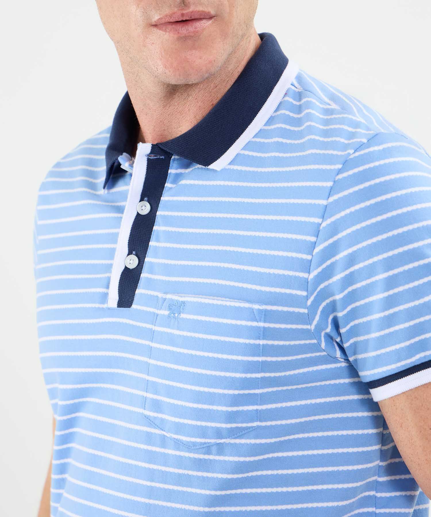 Polo Cuello Y Puños Tejidos Preteñida Con Bolsillo Para Hombre