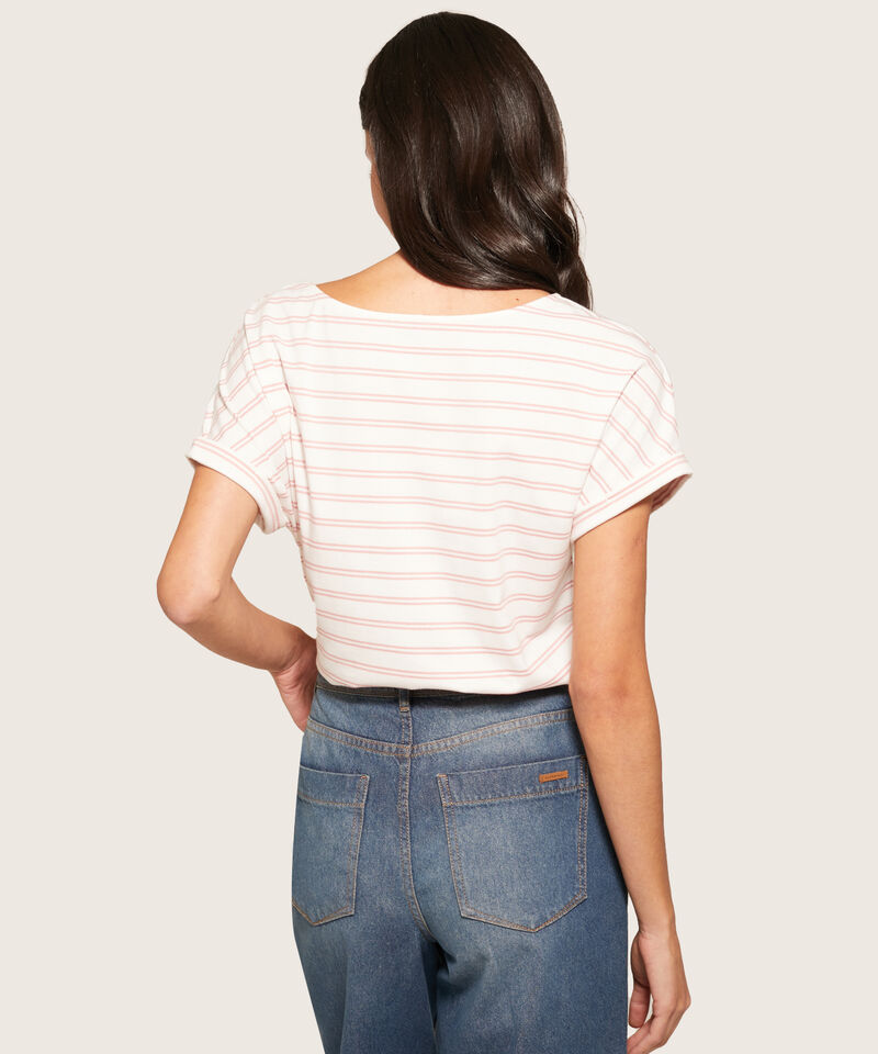 Camiseta A Rayas Cuello En V Mujer