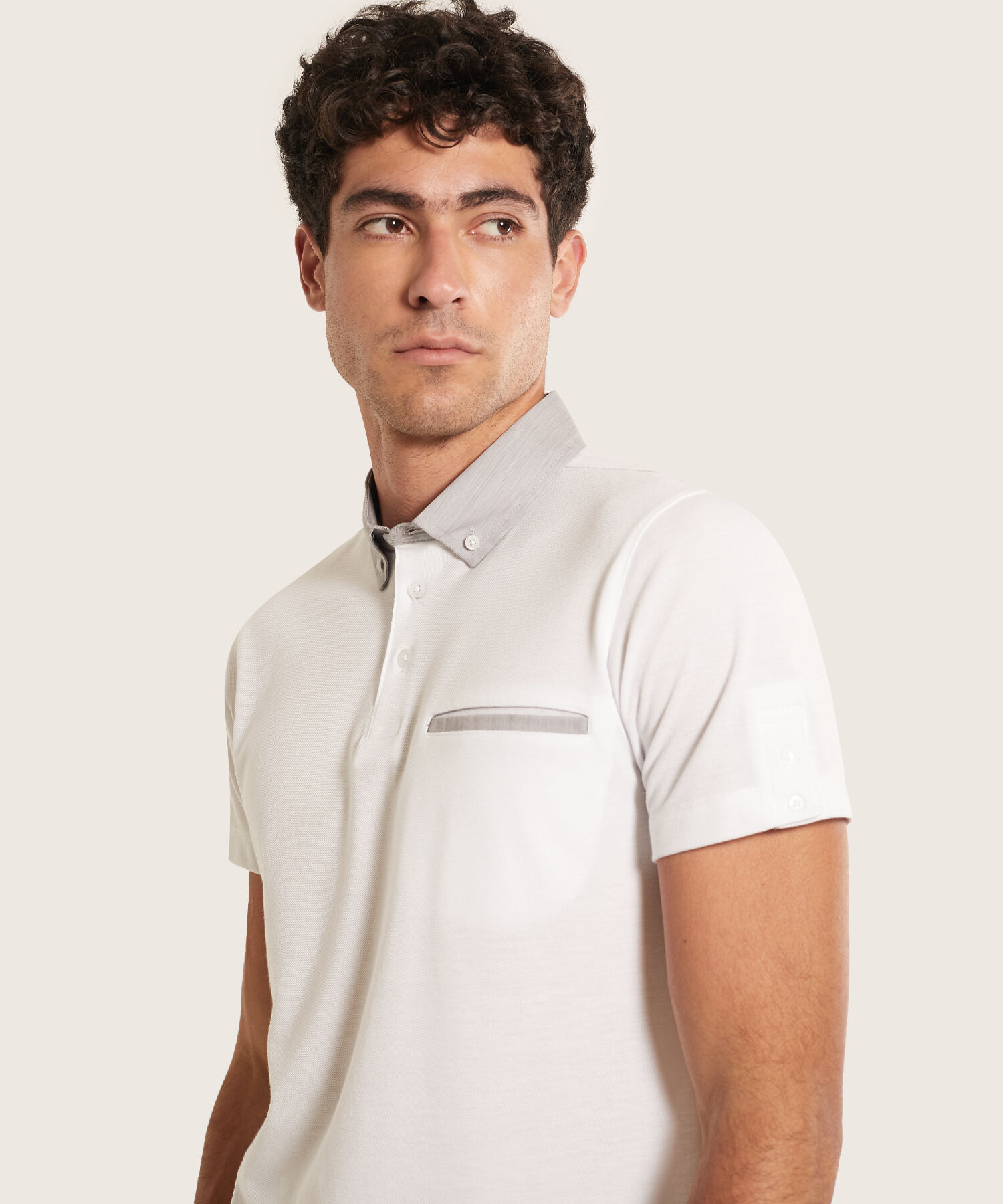 Polo Unicolor Cuello Duro, Bolsillo Ribete