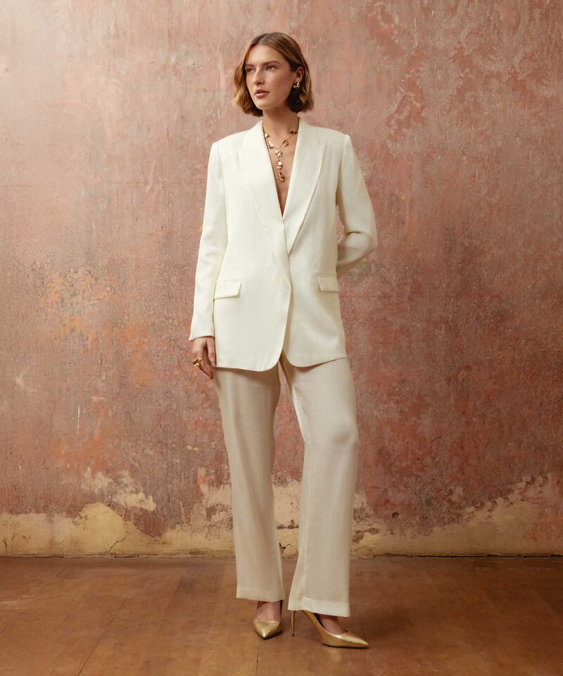 Blazer Mujer Formal Solapa Larga Oversize