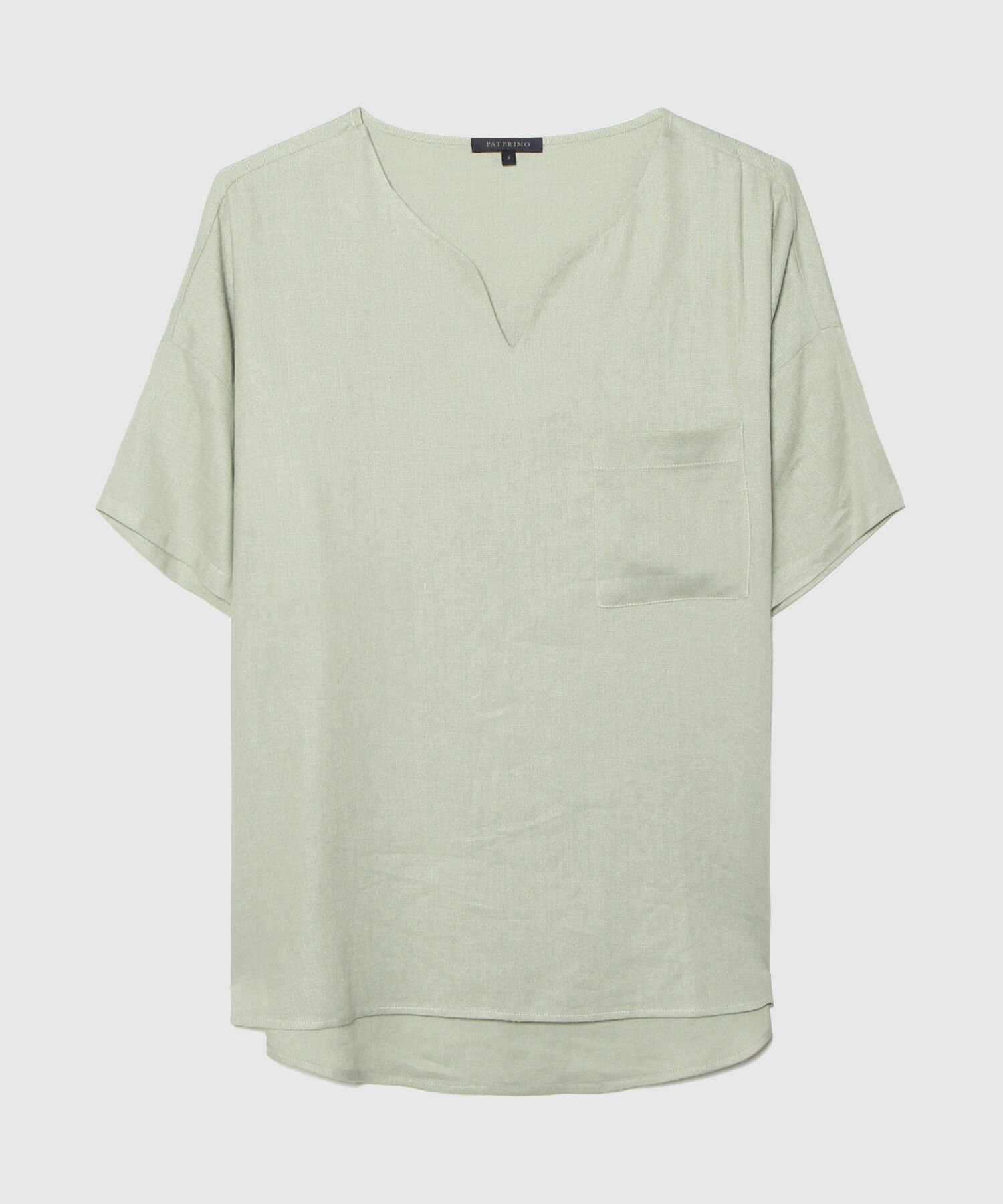 Blusa Escote Redondo Con Abertura Cola De Pato, Bolsillo, Linea Moda Verona