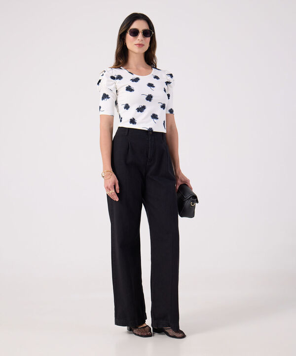 Camiseta Manga Corta Con Ruche Estampada image number null