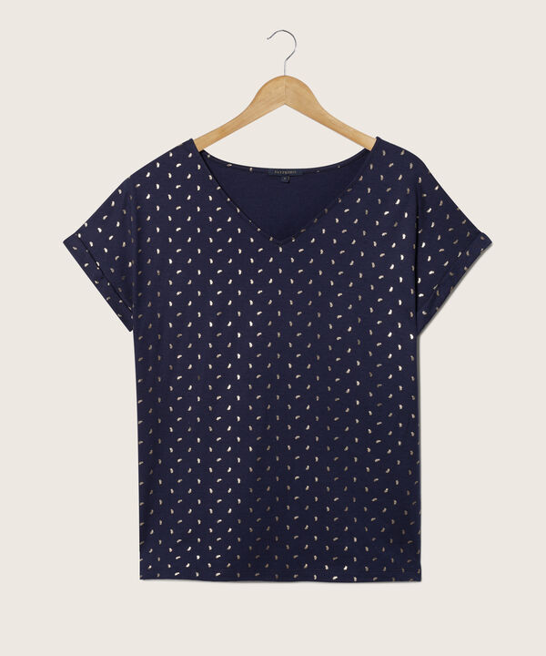 Camiseta Manga Rodada Con Guardapolvo Estampada