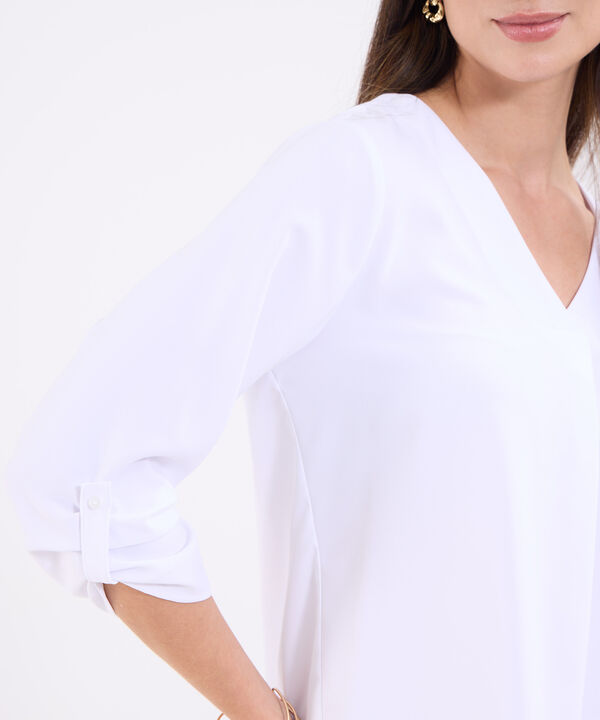 Blusa manga 3/4 unicolor para mujer image number null