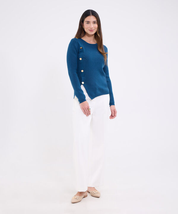 Saco unicolor con botones en costado frente para mujer image number null