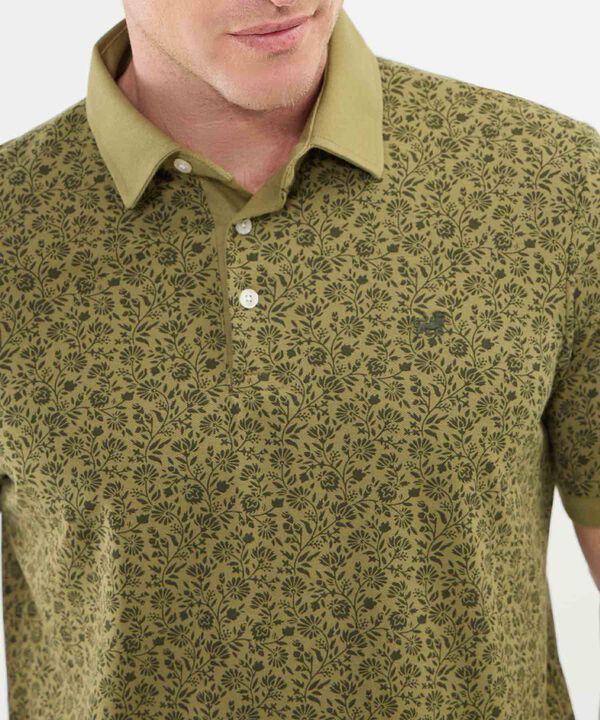 Polo Estampada Cuello Máquina Sin Bolsillo