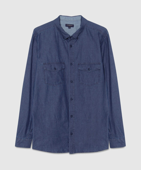 Camisa Slim Fit Tono Azul Oscuro