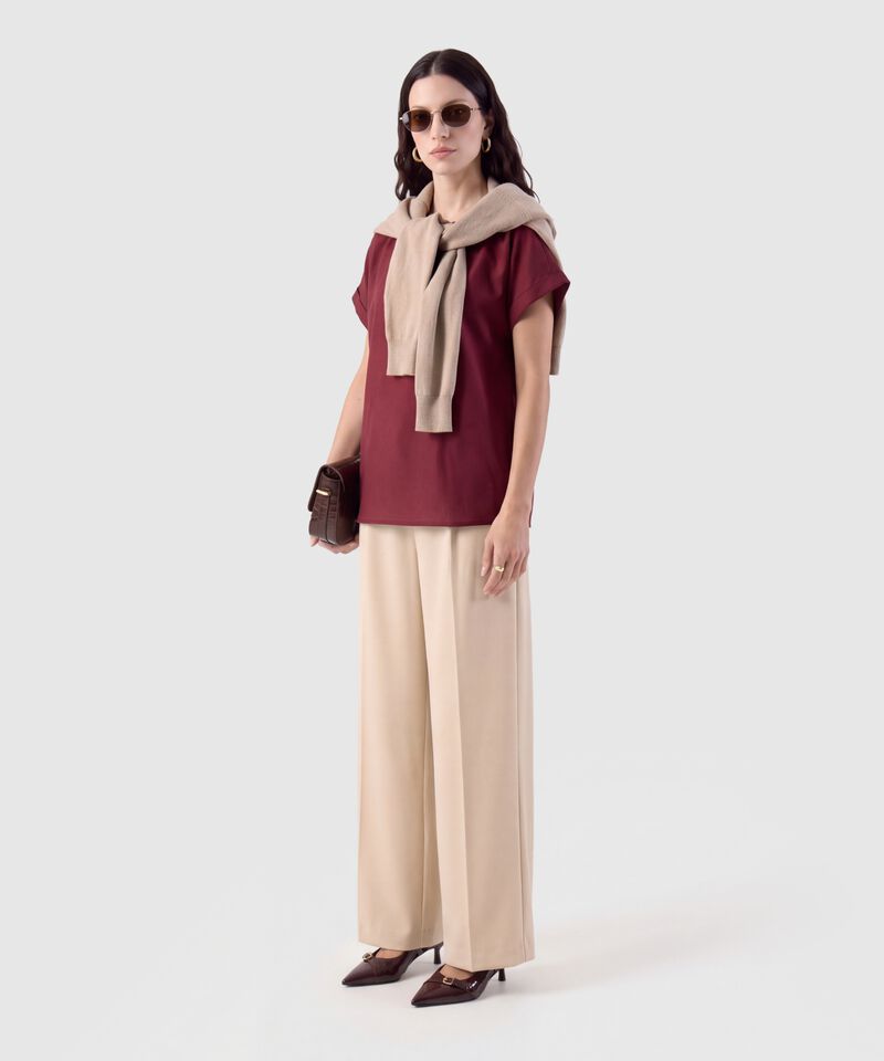 Blusa Manga Corta Dobladillo Para Mujer