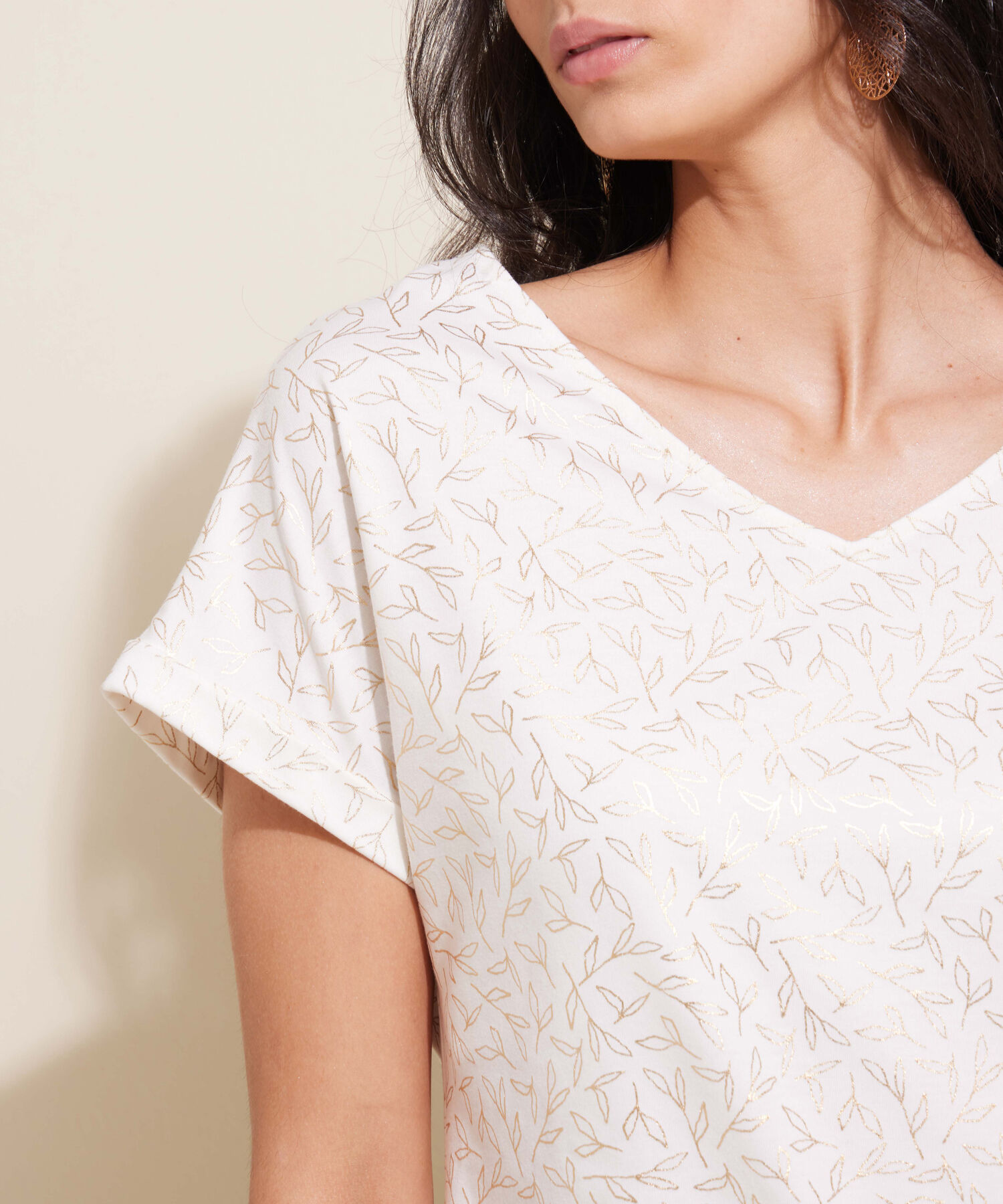 Camiseta Manga Rodada Con Guardapolvo Estampada