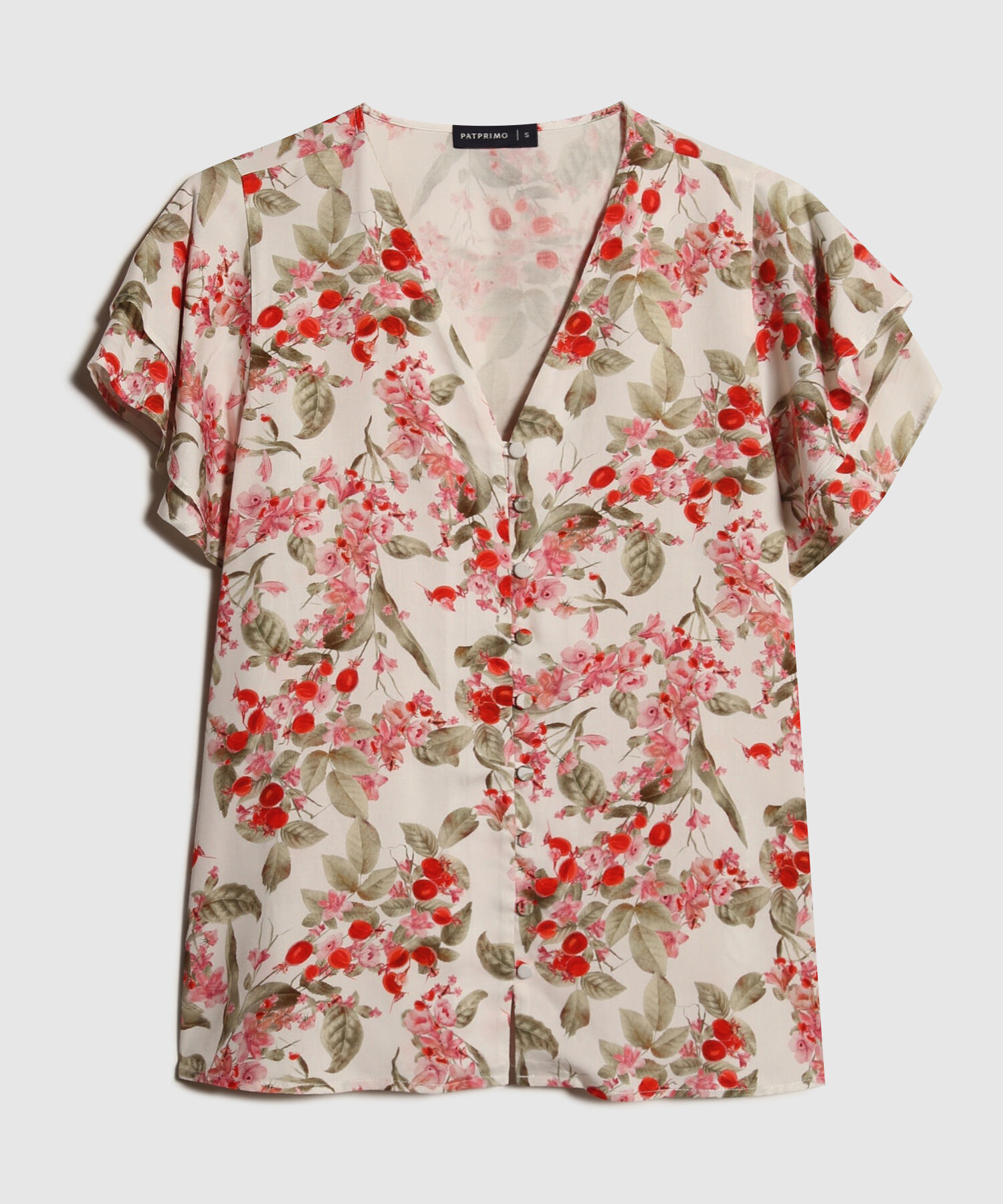 Blusa Estampada Con Mangas Tipo Gola