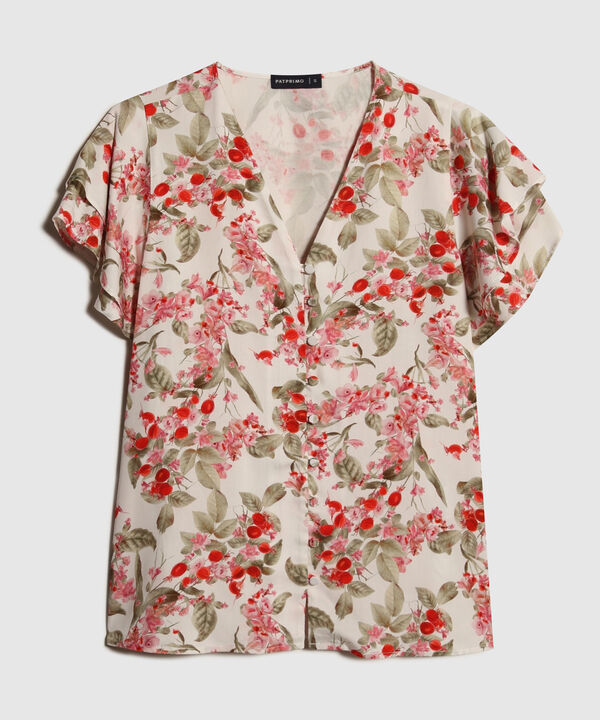 Blusa Estampada Con Mangas Tipo Gola