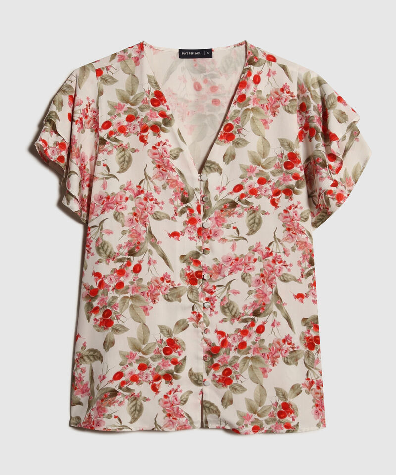 Blusa Estampada Con Mangas Tipo Gola