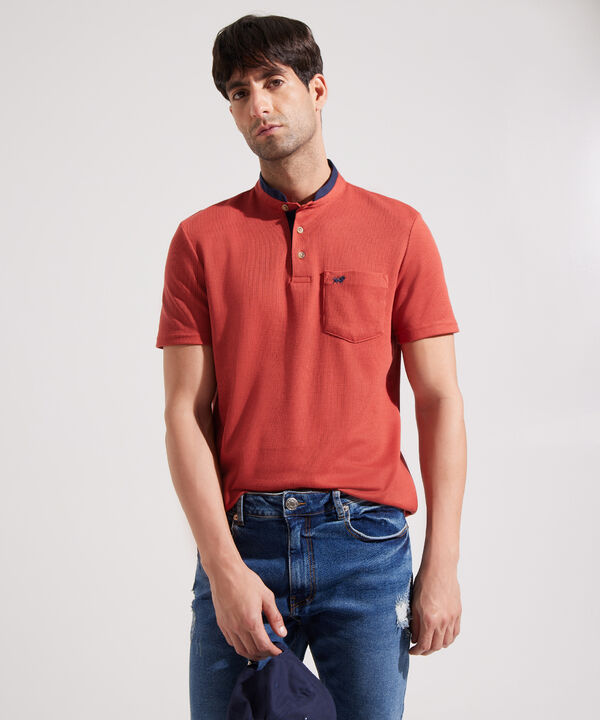 Polo Texturizada Con Cuello Mao image number null