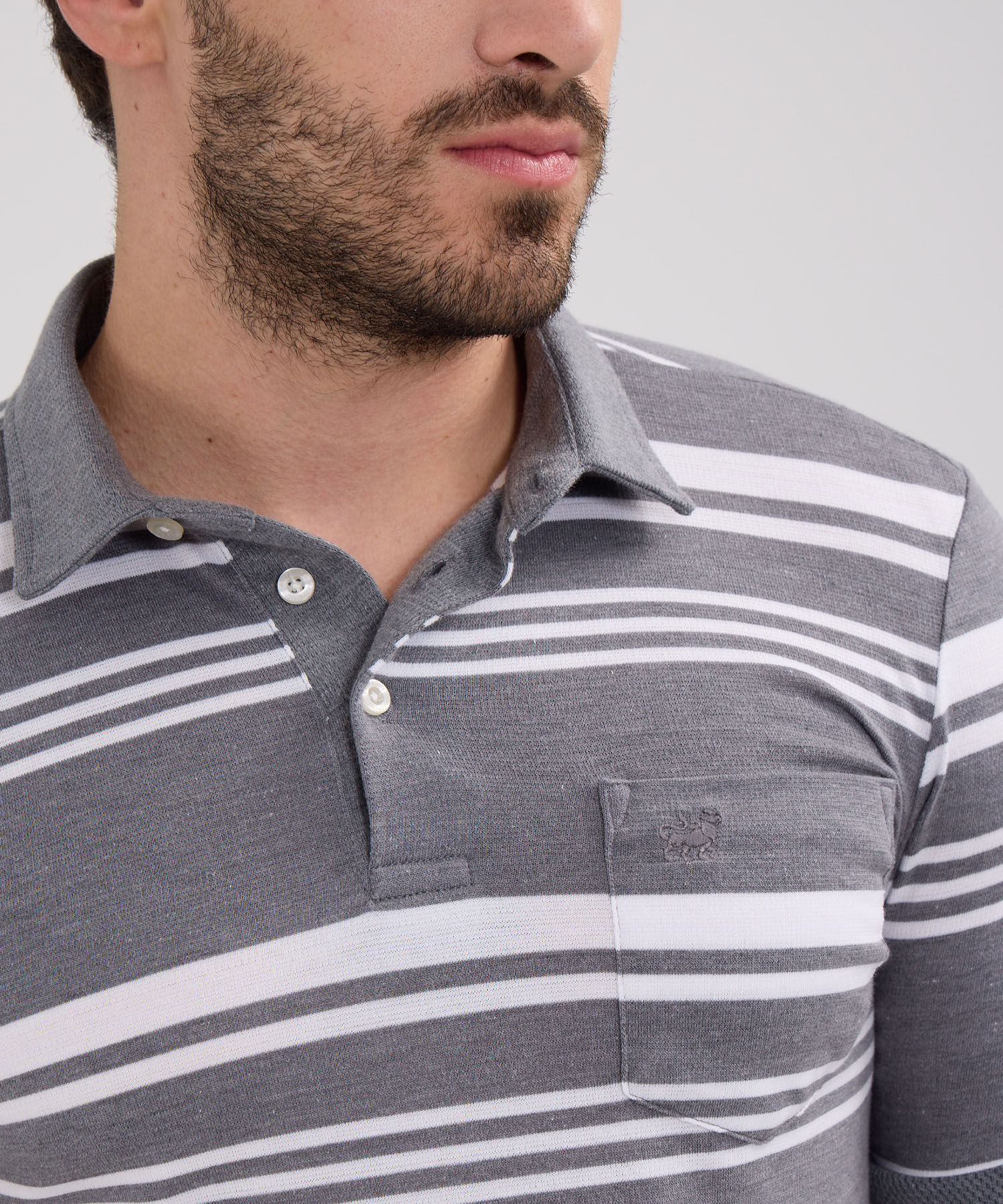 Polo Preteñida Cuello Maquina Con Bolsillo