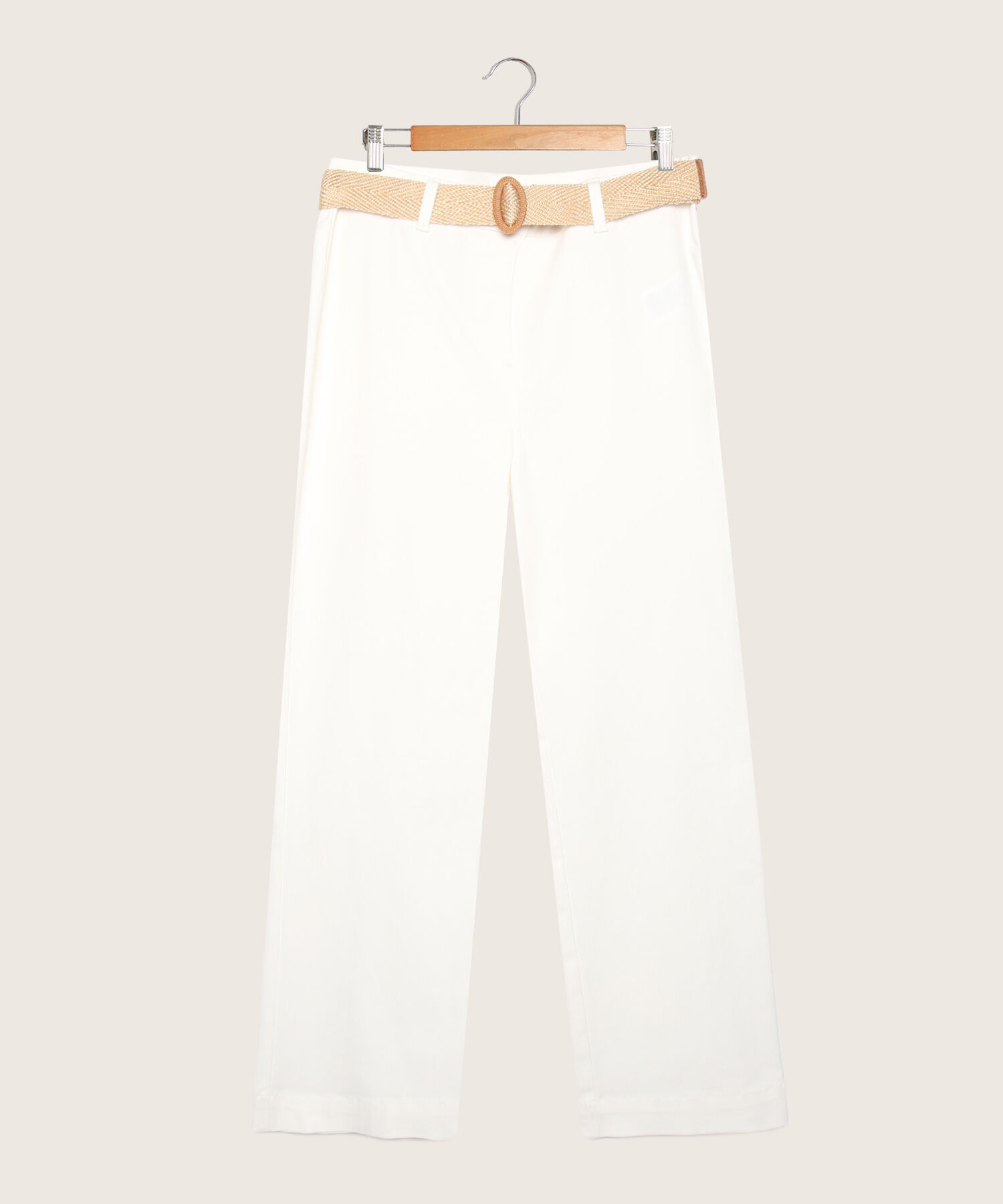 Pantalon Con Cinturon Unicolor