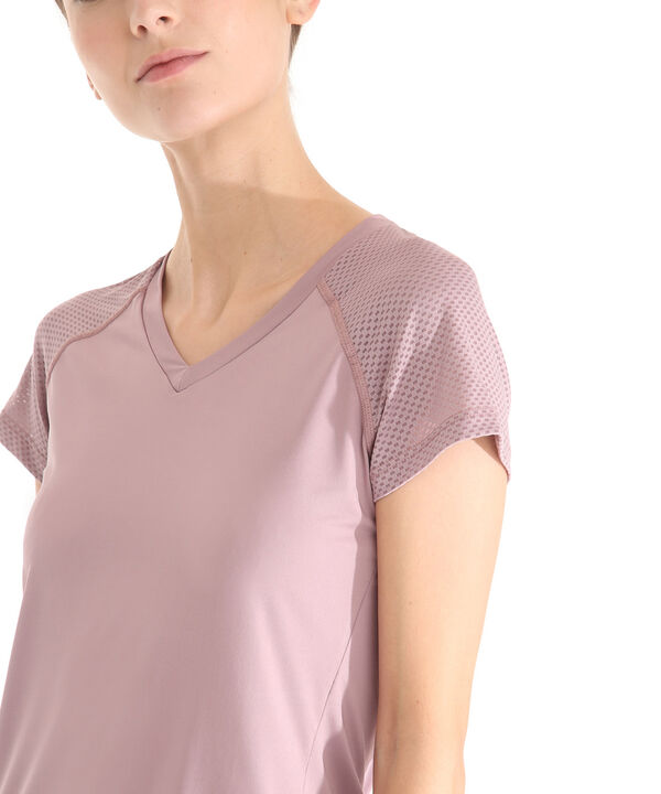 Camiseta Para Mujer, Cuello En V, Manga Corta, Con Detalles Tipo Malla image number null