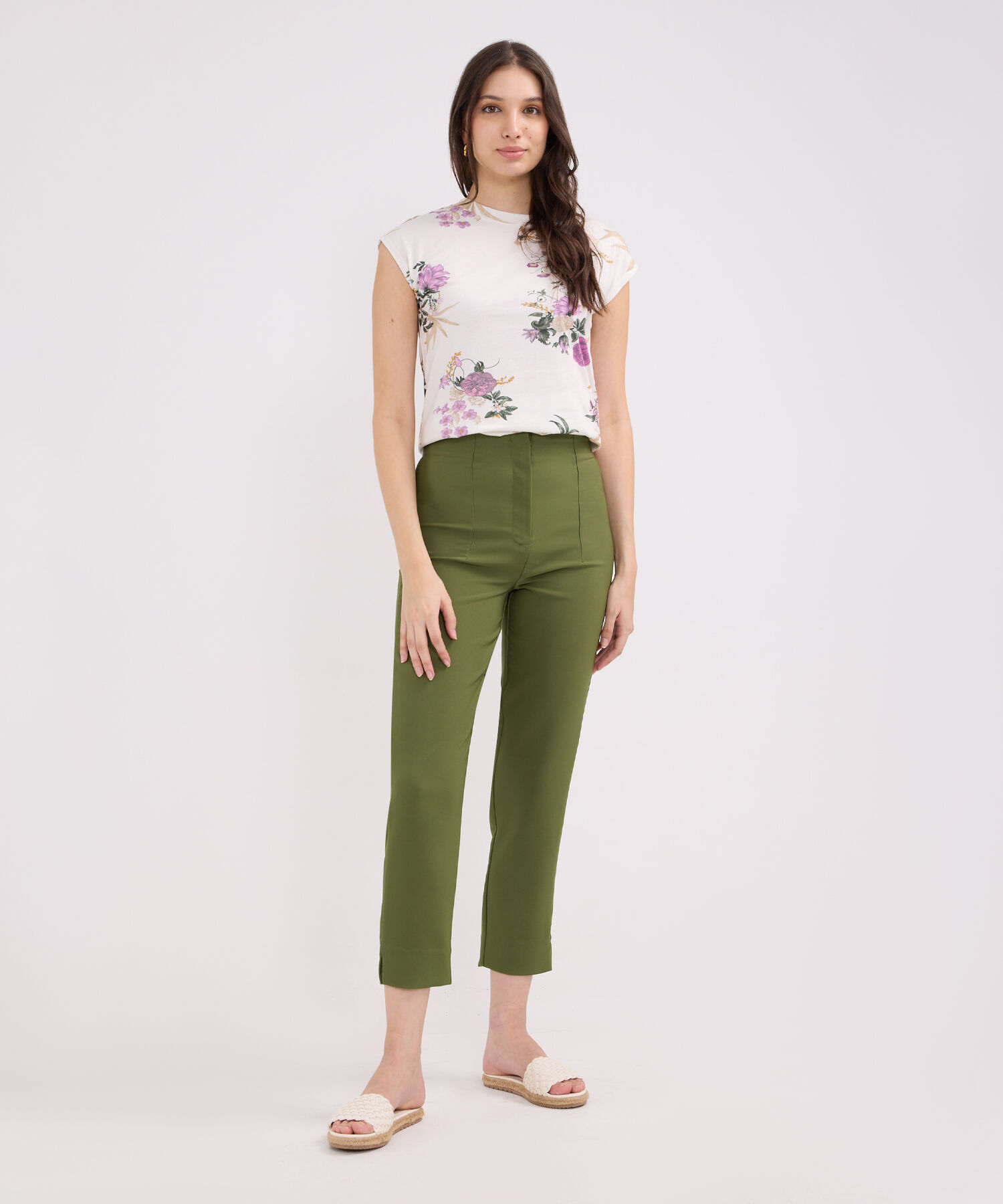 Pantalon Tiro Alto Unicolor