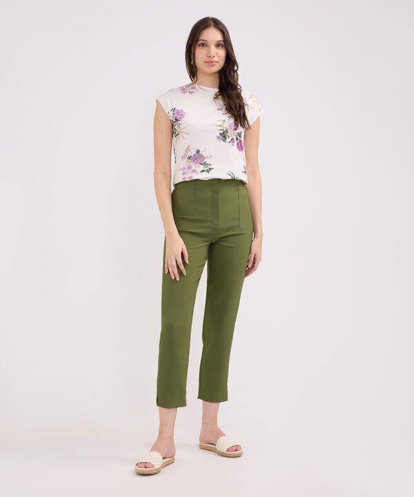 Pantalon Tiro Alto Unicolor image number null