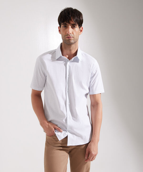 Camisa Estampada Manga Corta, Cuello Formal image number null
