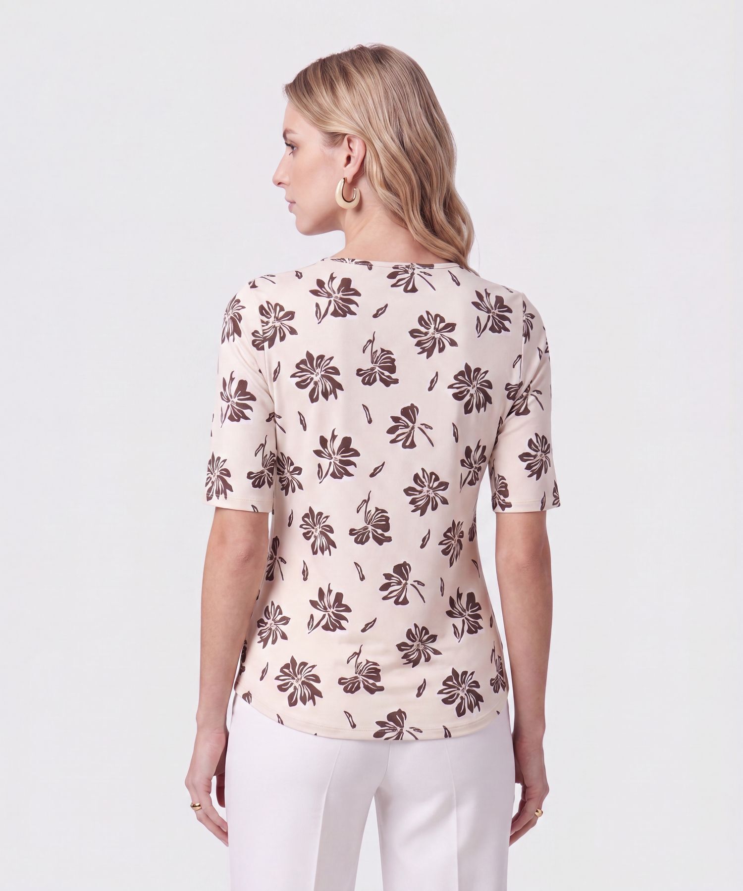 Camiseta Manga 3/4  Cuello Redondo  Estampada