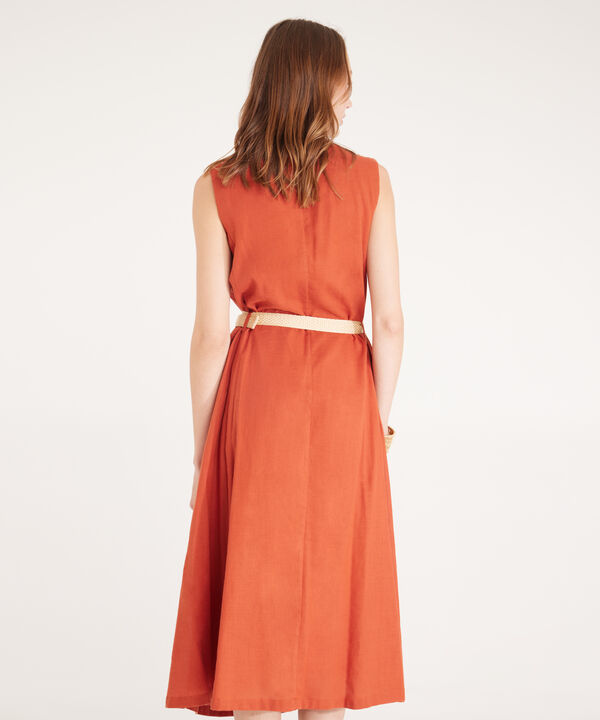 Vestido Manga Sisa Con Cinturon Entela Del Cuerpo
