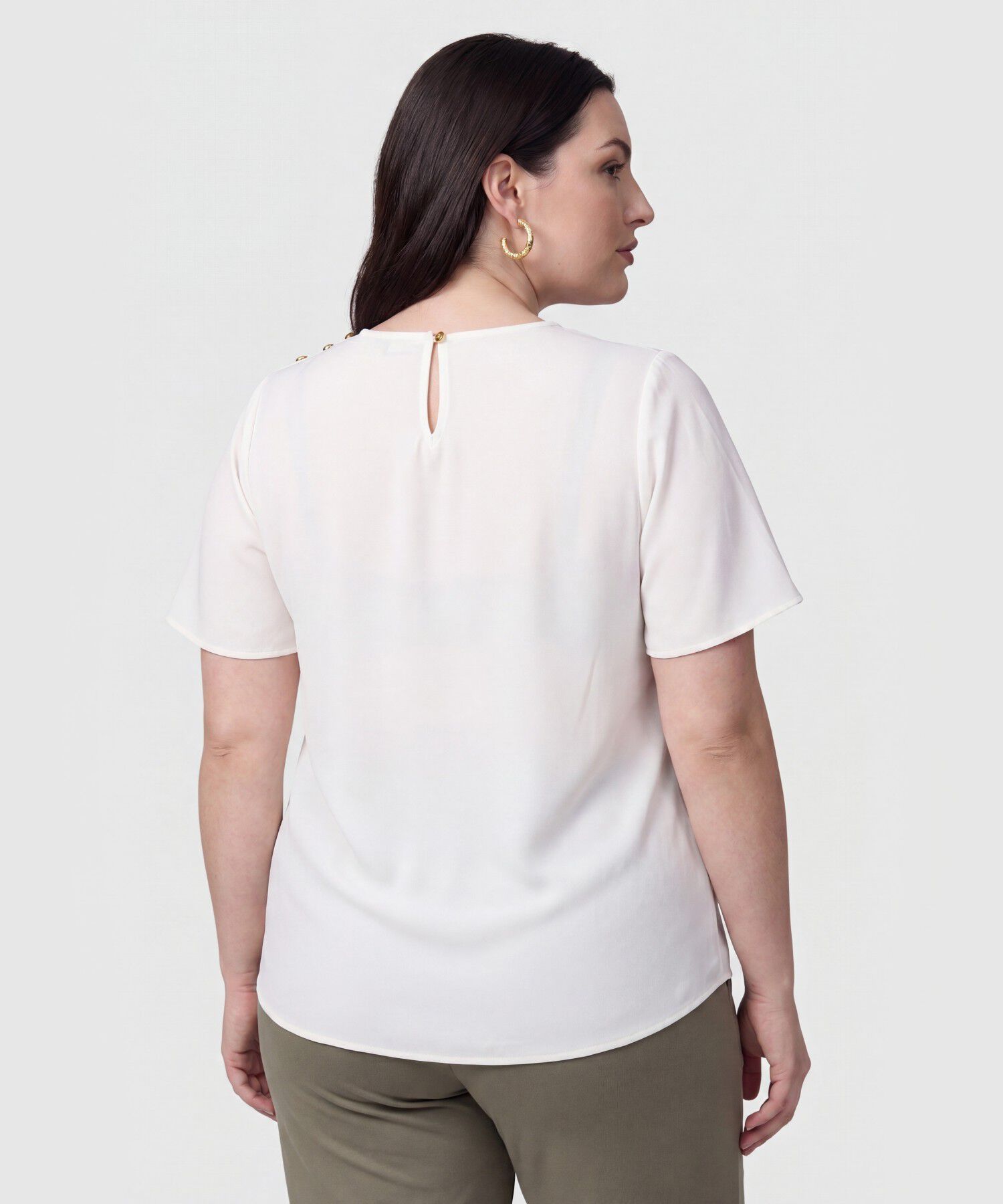 Blusa Con Botones En Hombro Para Mujer Curvy