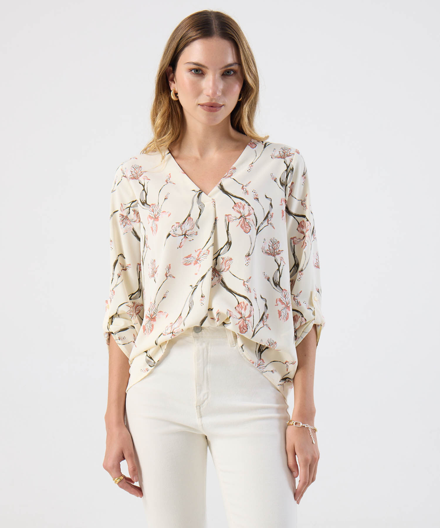 Blusa Mujer Escote V Y Manga 3/4 Vers&aacute;til