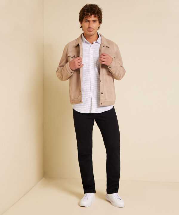 Camisa Estampada Manga Larga Con Bolsillo, Silueta Regular Fit