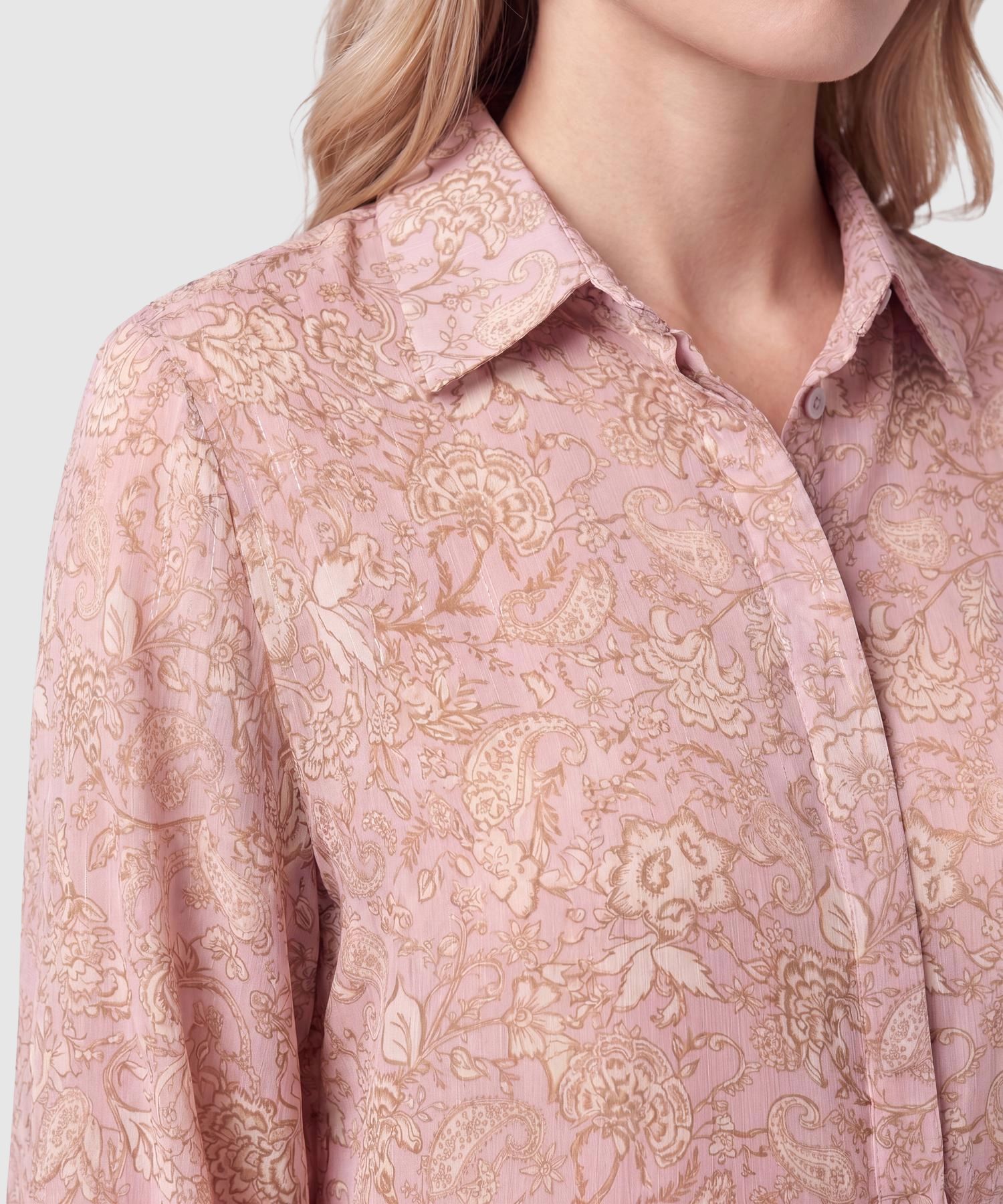Camisa Manga Abullonada Estampada Mujer