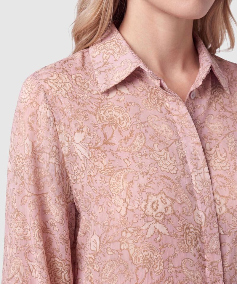 Camisa Manga Abullonada Estampada Mujer