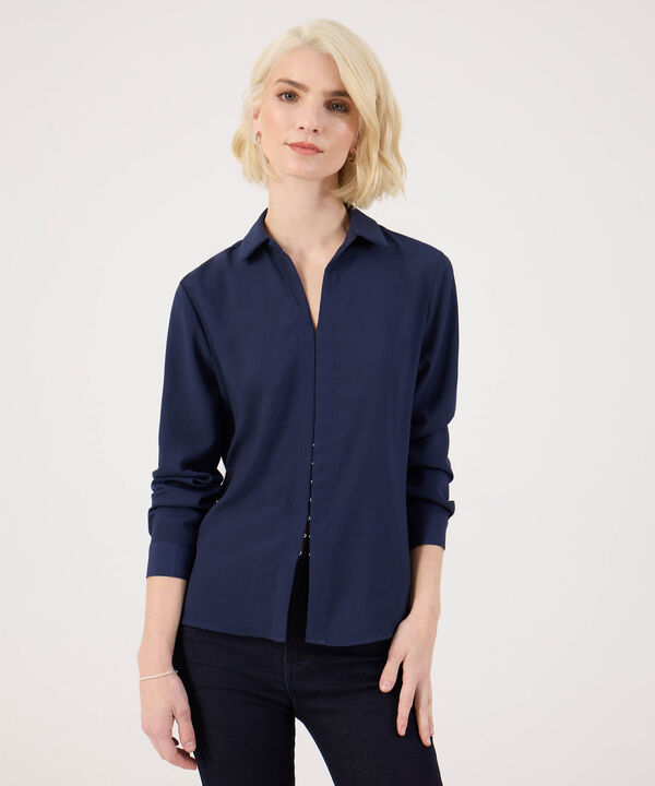 Camisa Unicolor Con Cierre Interno image number null
