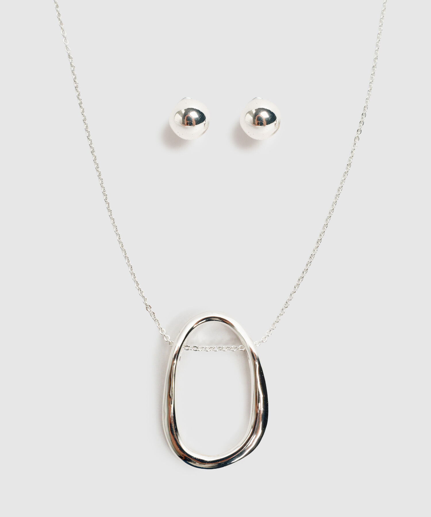 Set De Collar Y Topos Ovalado Para Mujer