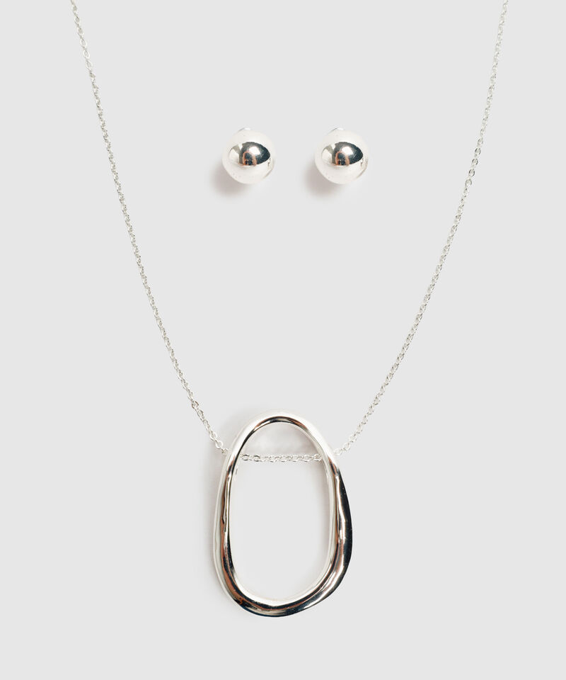 Set De Collar Y Topos Ovalado Para Mujer