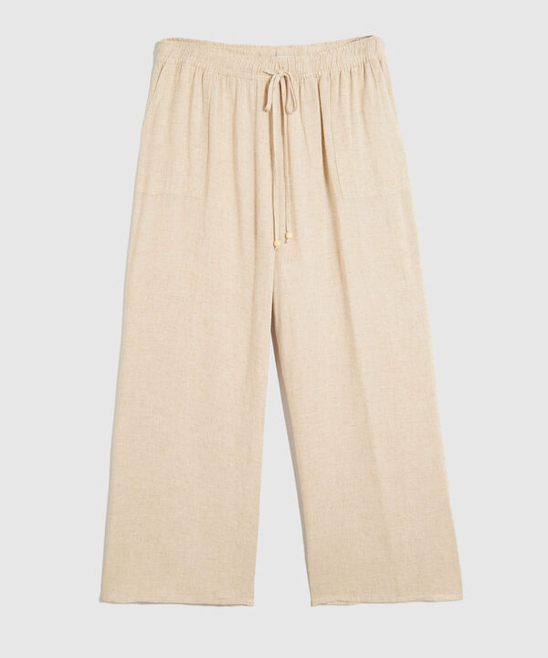 Pantalon Fluido Unicolor Para Mujer image number null