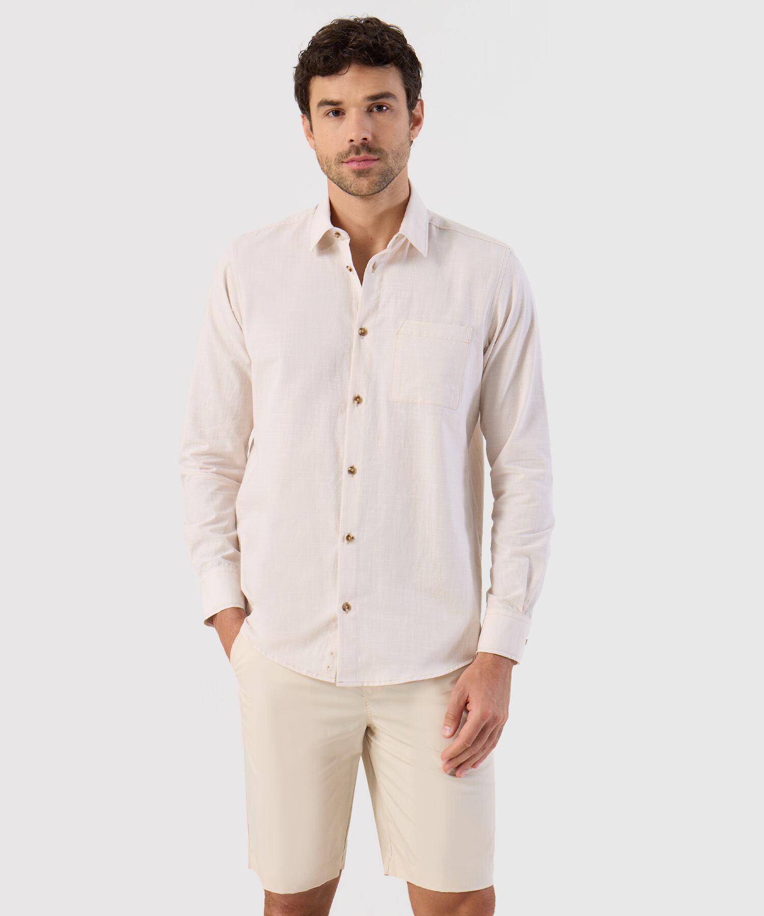 Camisa De Textura Natural Para Hombre