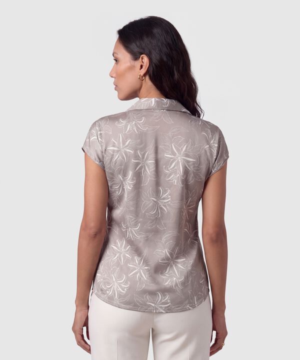 Blusa Manga Corta Con Solapa Para Mujer