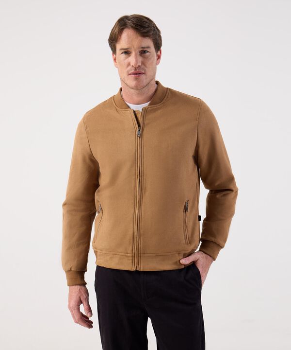 Chaqueta Bomber de Tela Lisa para Hombre Casual image number null